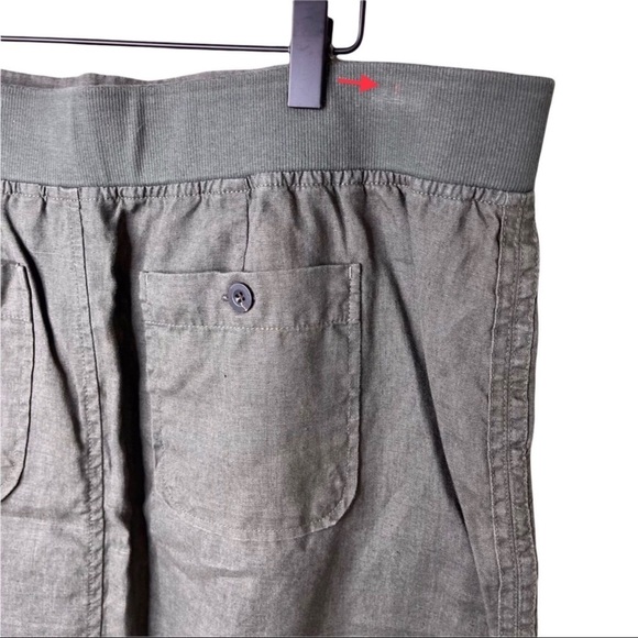 Athleta Seline Linen Skirt Army Green Size 16 Tall Drawstring Waist Pull On - Picture 5 of 7